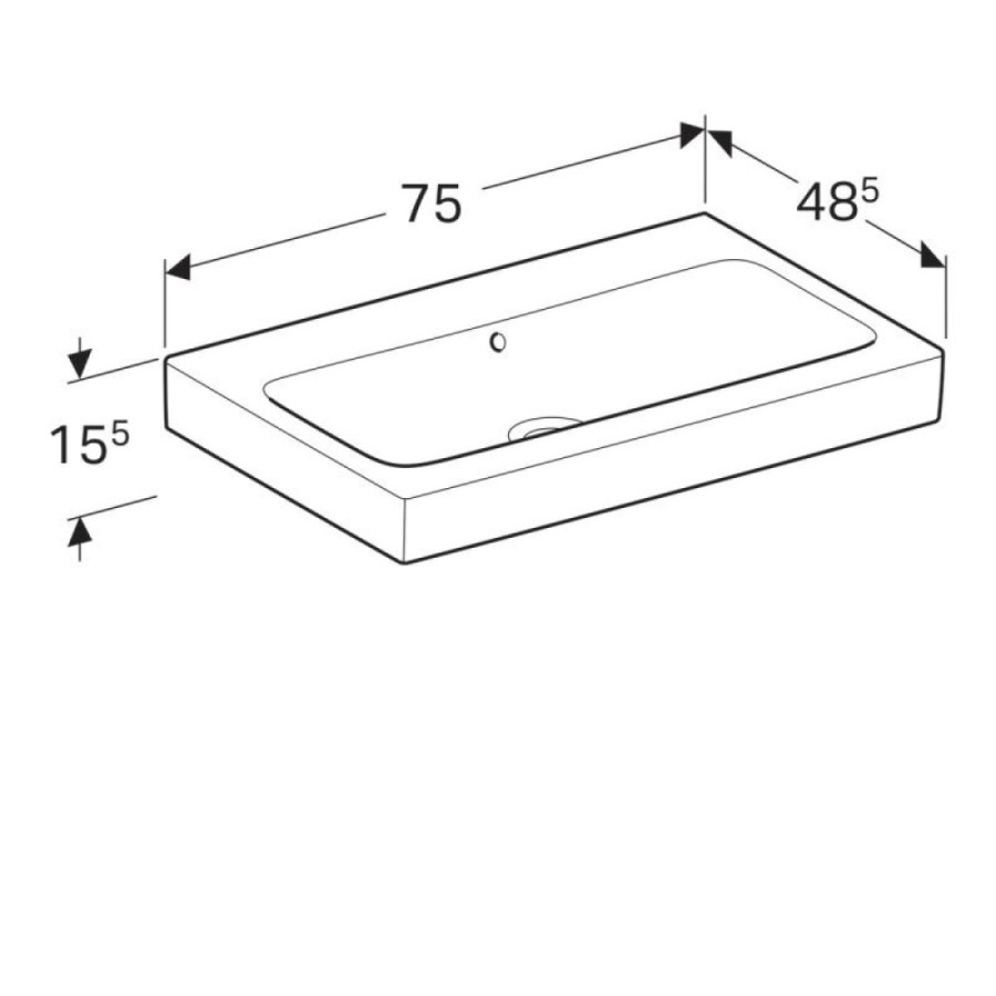 Раковина Geberit iCon 124078000, 75 см, керамика, белая