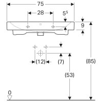 Раковина Geberit iCon 124078000, 75 см, керамика, белая