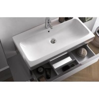 Раковина Geberit iCon 124090000, 90 х 48,5 см, перелив и отверстие под смеситель по центру, белая