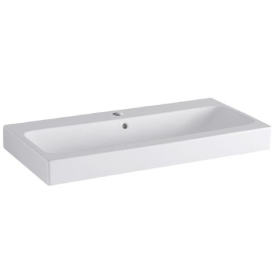 Раковина Geberit iCon 124090000, 90 х 48,5 см, перелив и отверстие под смеситель по центру, белая