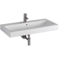 Раковина Geberit iCon 124090000, 90 х 48,5 см, перелив и отверстие под смеситель по центру, белая