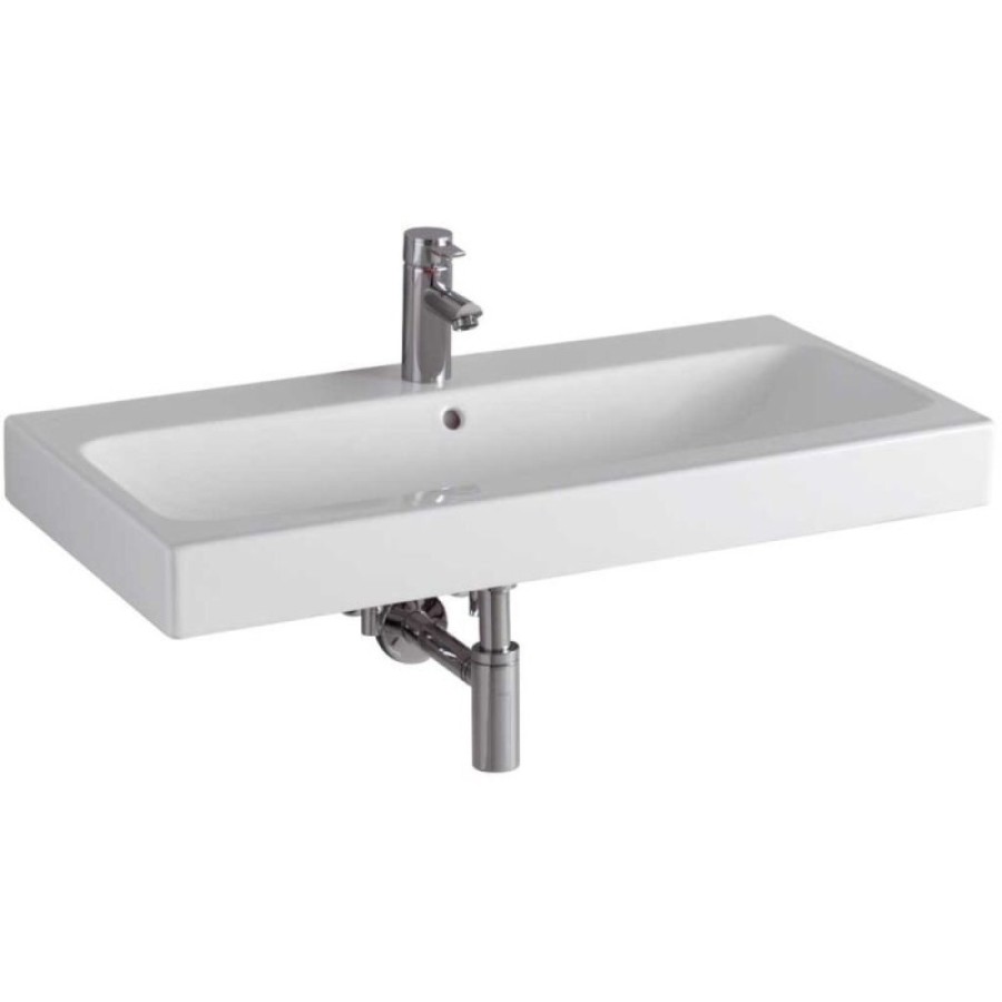Раковина Geberit iCon 124090000, 90 х 48,5 см, перелив и отверстие под смеситель по центру, белая
