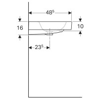 Раковина Geberit iCon 124090000, 90 х 48,5 см, перелив и отверстие под смеситель по центру, белая