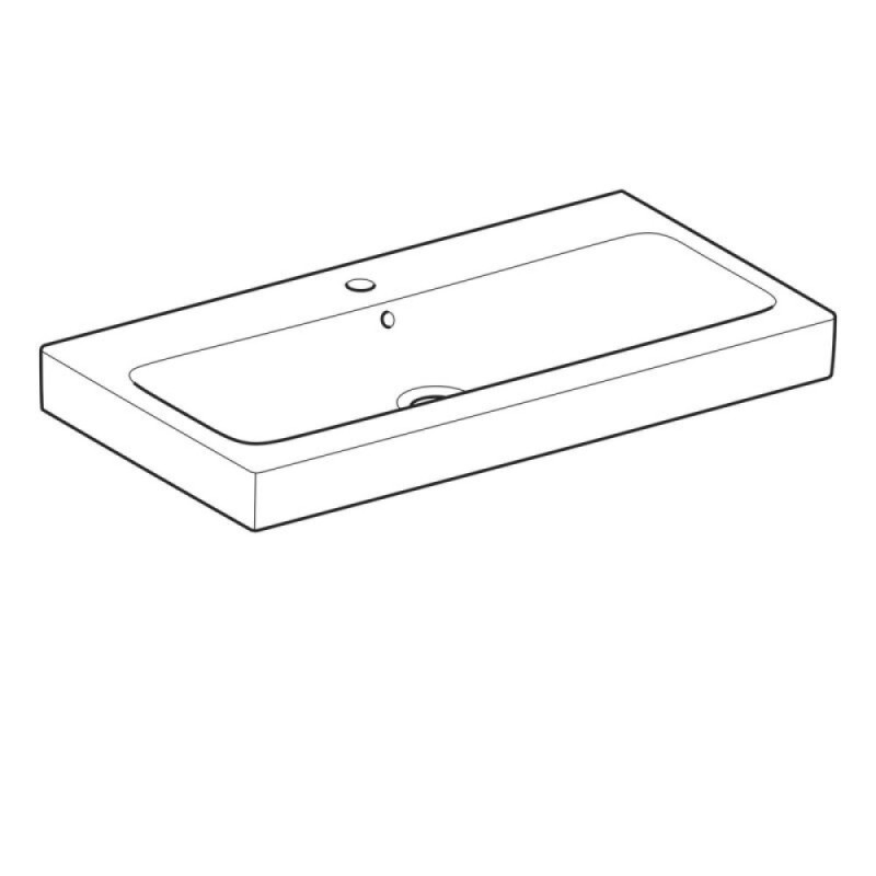 Раковина Geberit iCon 124090000, 90 х 48,5 см, перелив и отверстие под смеситель по центру, белая