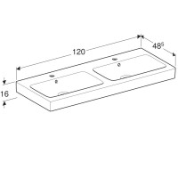 Раковина Geberit iCon 124120000, 120 см, сдвоенная, керамика, белая
