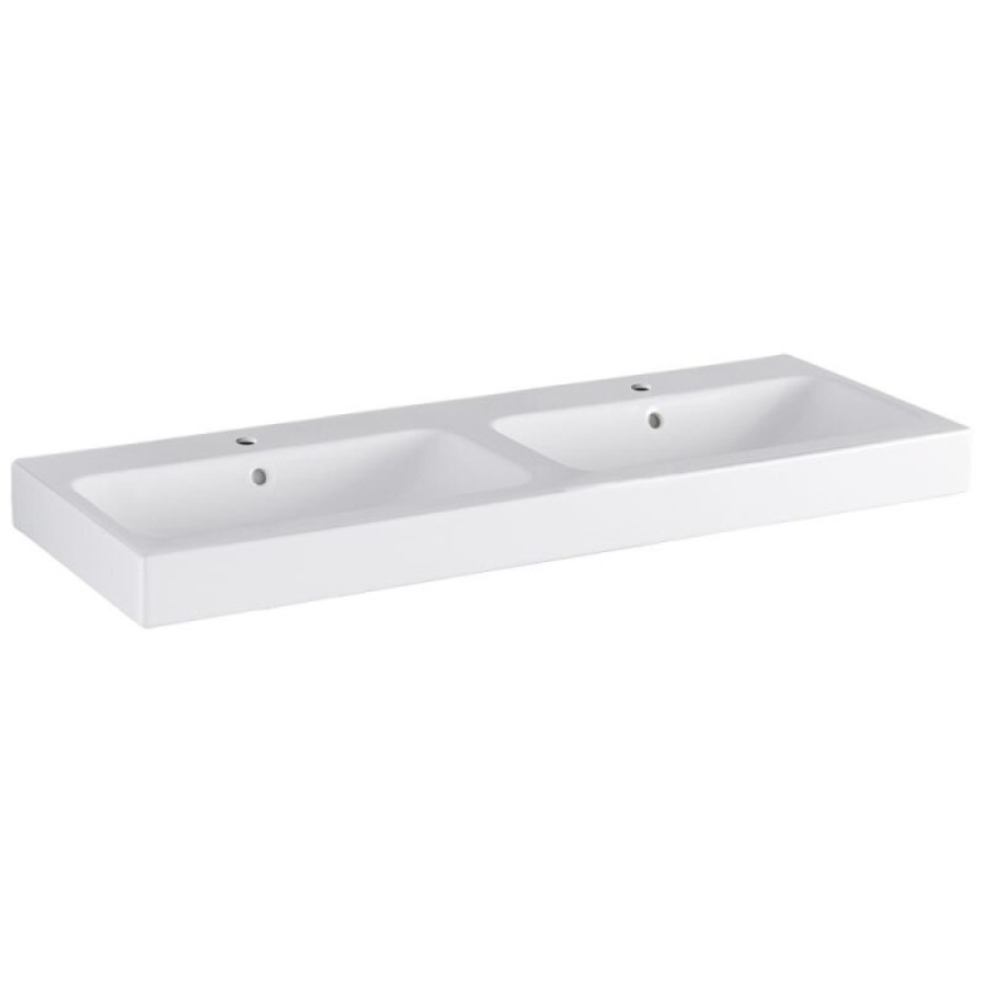 Раковина Geberit iCon 124120000, 120 см, сдвоенная, керамика, белая