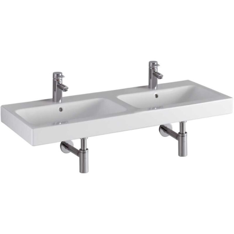 Раковина Geberit iCon 124120000, 120 см, сдвоенная, керамика, белая