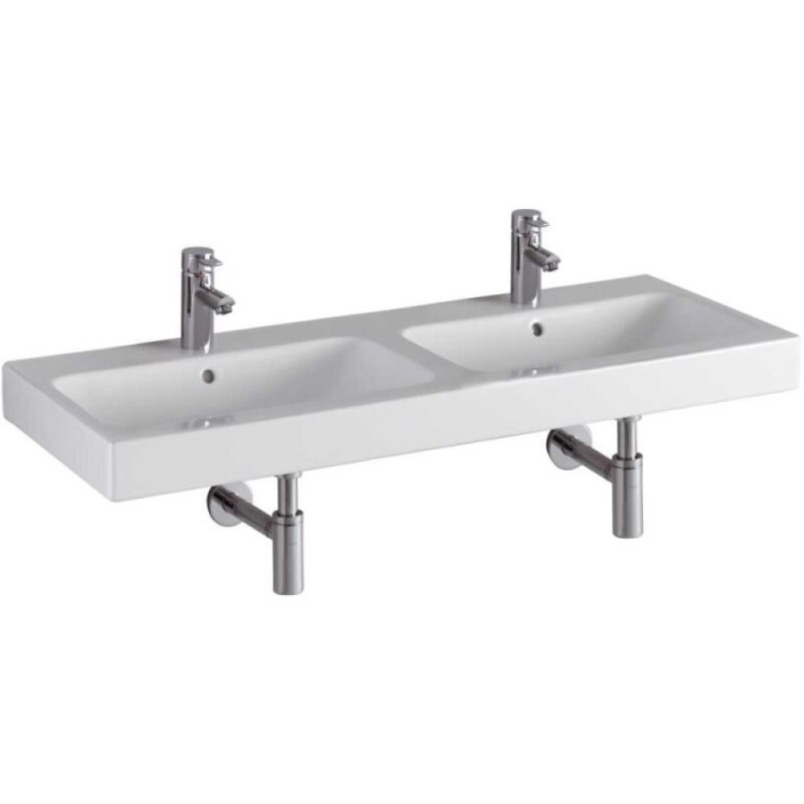 Раковина Geberit iCon 124120000, 120 см, сдвоенная, керамика, белая