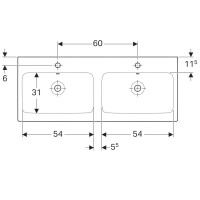 Раковина Geberit iCon 124120000, 120 см, сдвоенная, керамика, белая