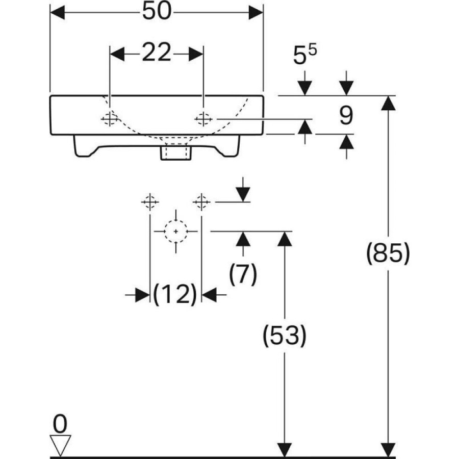 Раковина Geberit iCon 124150000, 50 см, чаша справа, фарфор, белая