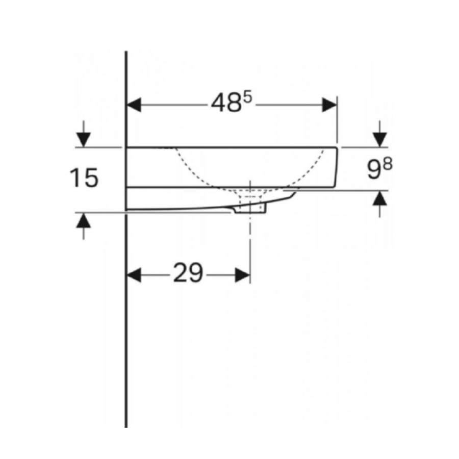 Раковина Geberit iCon 124150000, 50 см, чаша справа, фарфор, белая