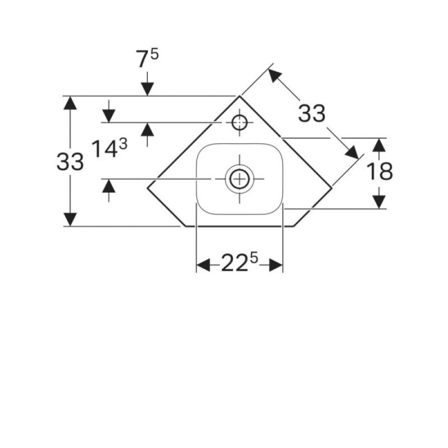 Раковина Geberit iCon 124729000, 46 см, фарфор, белая