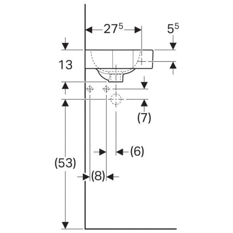 Раковина Geberit iCon 124729000, 46 см, фарфор, белая