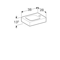 Раковина Geberit iCon 38 х 28 см, без перелива, отверстие под смеситель на крыле, белая, 124736000/124836000