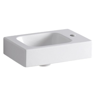 Раковина Geberit iCon 38 х 28 см, без перелива, отверстие под смеситель на крыле, белая, 124736000/124836000