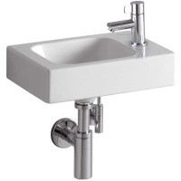 Раковина Geberit iCon 38 х 28 см, без перелива, отверстие под смеситель на крыле, белая, 124736000/124836000