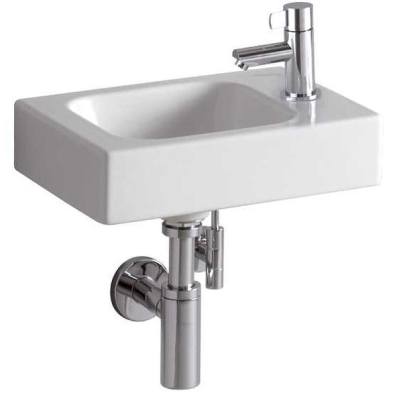 Раковина Geberit iCon 38 х 28 см, без перелива, отверстие под смеситель на крыле, белая, 124736000/124836000