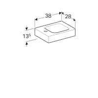 Раковина Geberit iCon 38 х 28 см, без перелива, отверстие под смеситель на крыле, белая, 124736000/124836000