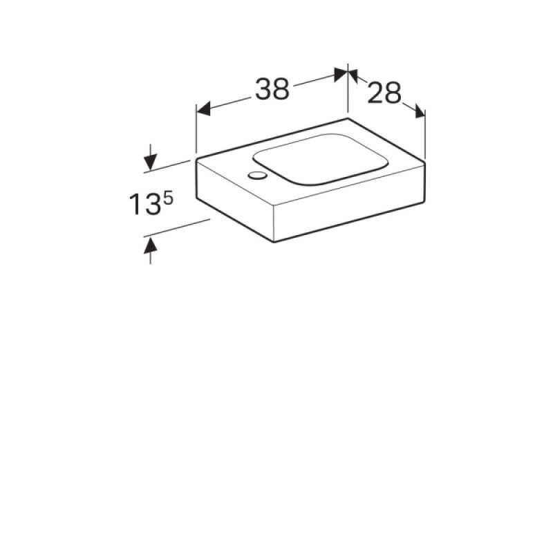 Раковина Geberit iCon 38 х 28 см, без перелива, отверстие под смеситель на крыле, белая, 124736000/124836000