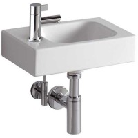 Раковина Geberit iCon 38 х 28 см, без перелива, отверстие под смеситель на крыле, белая, 124736000/124836000