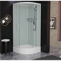 Душевая кабина Frank F400/1 White 100 х 100 см, средний поддон, стекла прозрачные, профиль белый, 125009