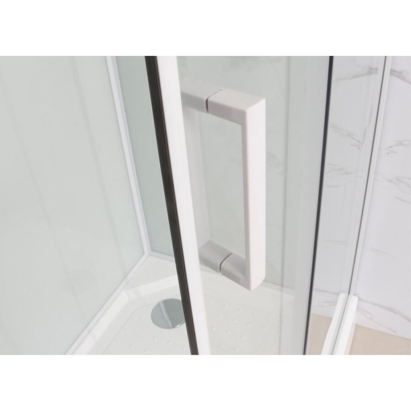 Душевая кабина Frank F400/1 White 100 х 100 см, средний поддон, стекла прозрачные, профиль белый, 125009