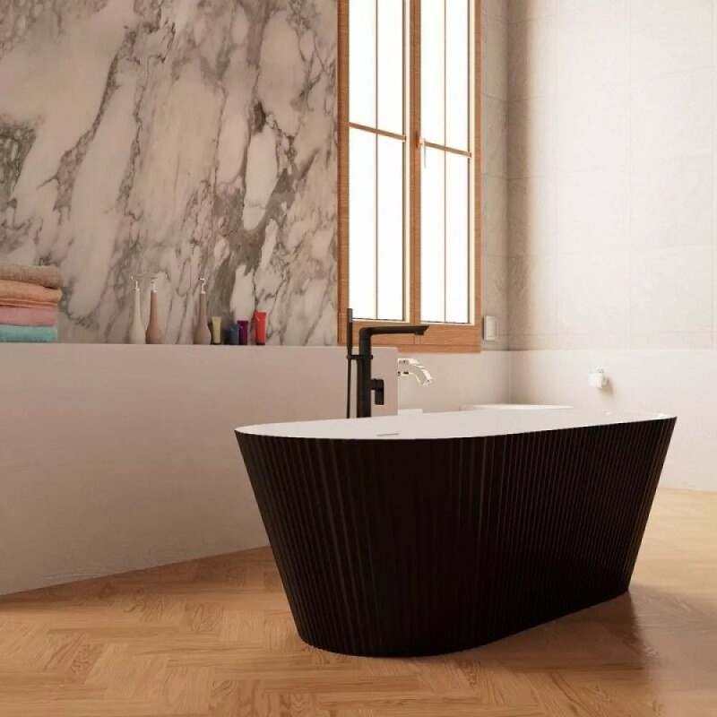 Ванна акриловая Frank F6103, 12514, 170 х 75 см, цвет белый/черный