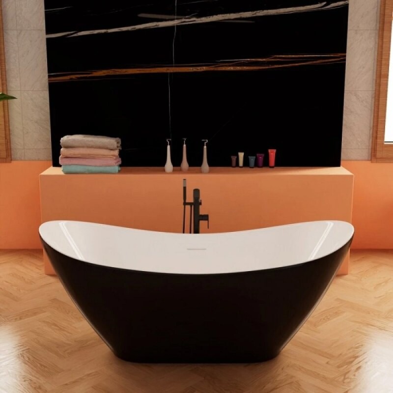 Ванна акриловая Frank F6107, 12520, 170 х 75 см, цвет белый/черный