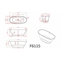 Ванна акриловая Frank F6115, 12521, 170 х 75 см, цвет белый