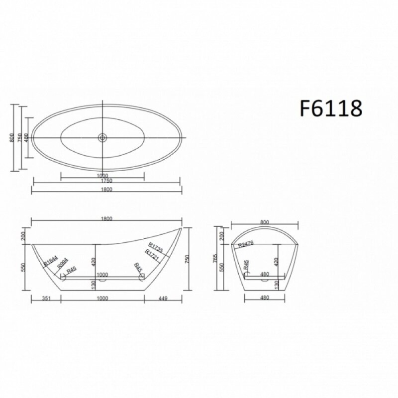 Ванна акриловая Frank F6118, 12523, 170 х 80 см, цвет белый