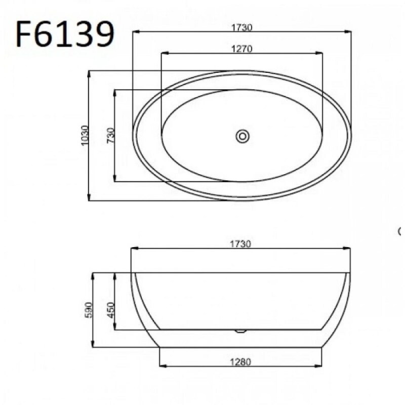 Ванна акриловая Frank F6139, 12529, 170 х 100 см, цвет белый