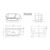 Ванна акриловая Frank F6163, 12530, 170 х 80 см, цвет белый