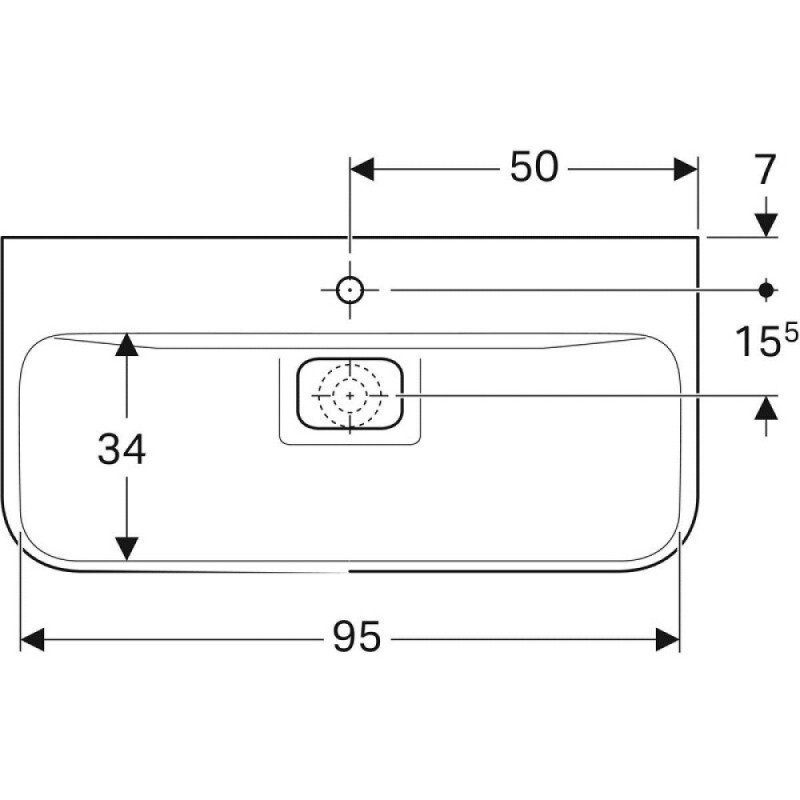 Раковина Geberit myDay 125400600, 100 см, фарфор, белая