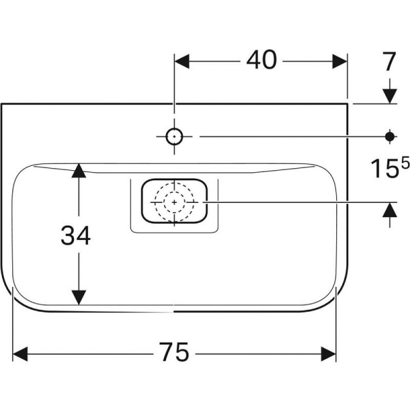 Раковина Geberit myDay 125480600, 80 см, фарфор, белая