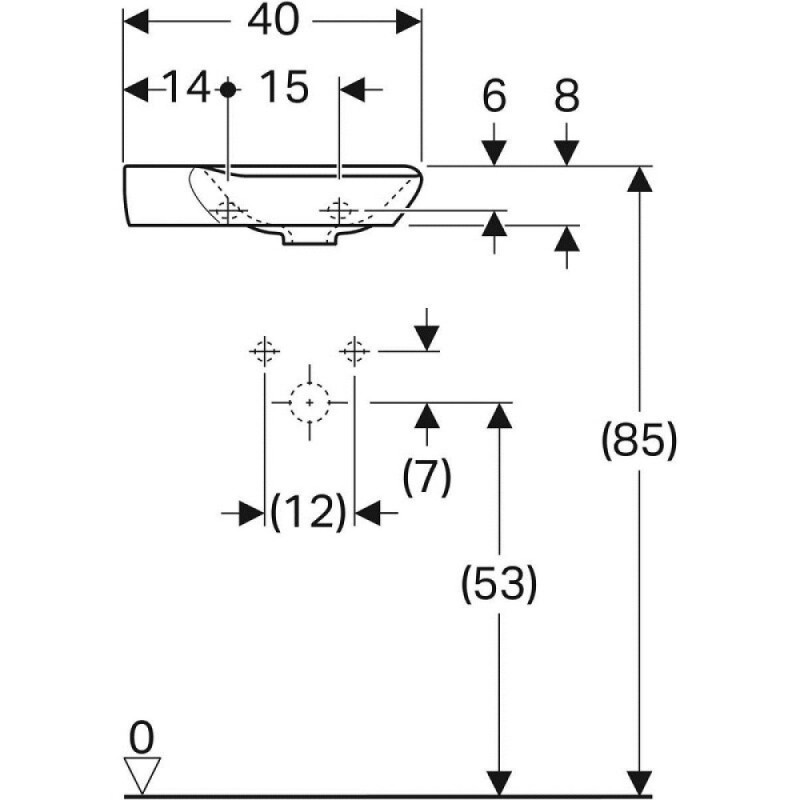 Раковина Geberit myDay 125540600/125440600, 40 см, L/R, фарфор, белая