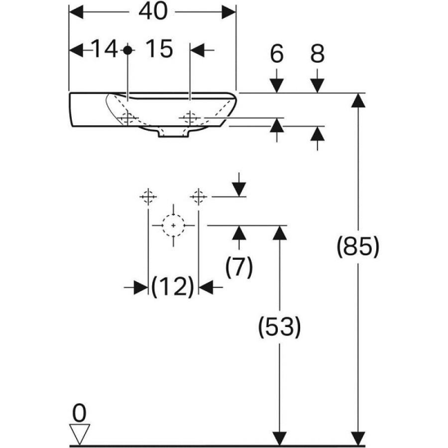 Раковина Geberit myDay 125540600/125440600, 40 см, L/R, фарфор, белая