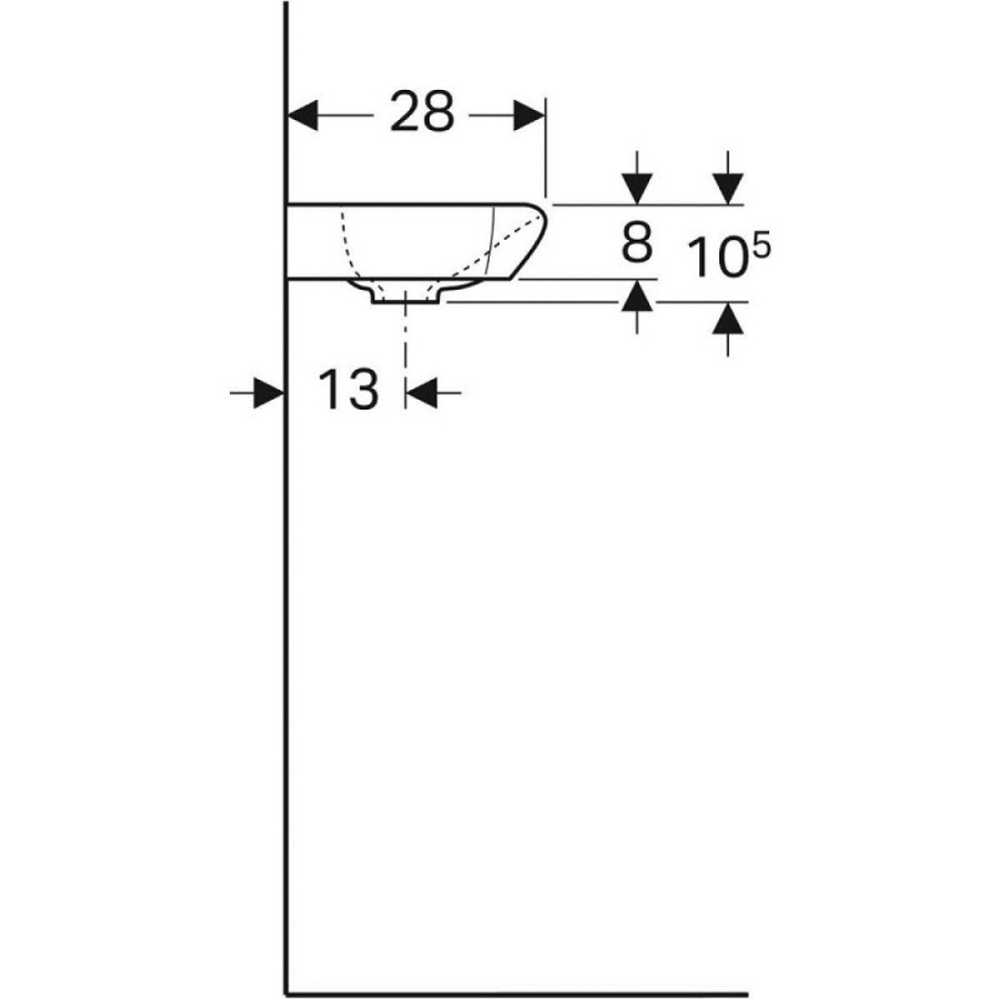 Раковина Geberit myDay 125540600/125440600, 40 см, L/R, фарфор, белая
