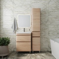 Шкаф-пенал для ванной на заказ Style Line Атлантика 35 см, напольный/подвесной, цвет ясень перламутр