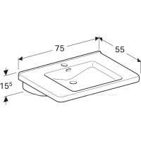 Раковина Geberit Renova Comfort Square 128575000, 75 см, фарфор, белая