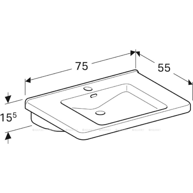 Раковина Geberit Renova Comfort Square 128575000, 75 см, фарфор, белая