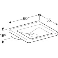 Раковина Geberit Renova Comfort Square 128661000, 60 см, фарфор, белая