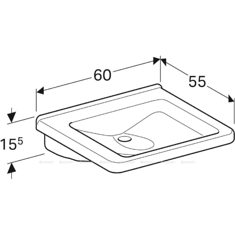 Раковина Geberit Renova Comfort Square 128661000, 60 см, фарфор, белая