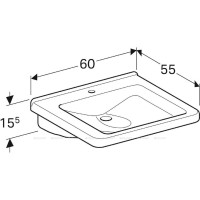Раковина Geberit Renova Comfort Square 128662000, 60 см, фарфор, белая