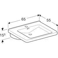 Раковина Geberit Renova Comfort Square 128665000, 65 см, фарфор, белая