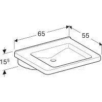 Раковина Geberit Renova Comfort Square 128666000, 65 см, фарфор, белая