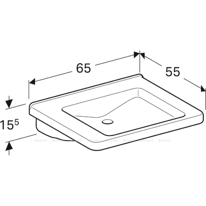 Раковина Geberit Renova Comfort Square 128666000, 65 см, фарфор, белая