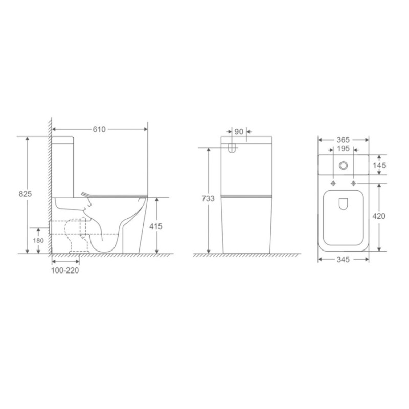 Унитаз-компакт Terminus Ватикан, 12F61x36W, безободковый, крышка-сиденье микролифт, белый