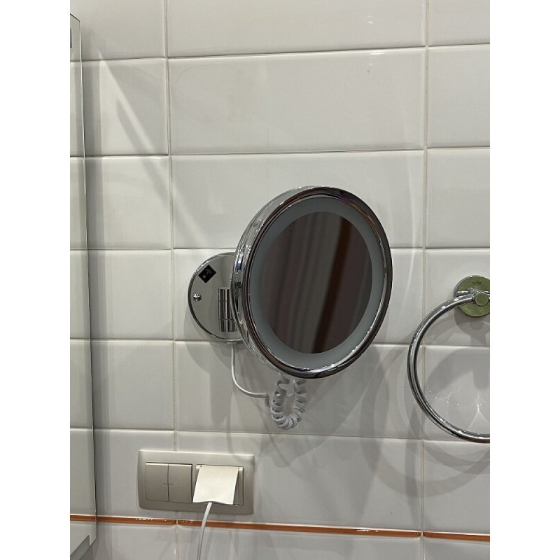 Косметическое зеркало Timo Saona 13074/00, 20 см, с подсветкой, 5х увеличение, цвет хром