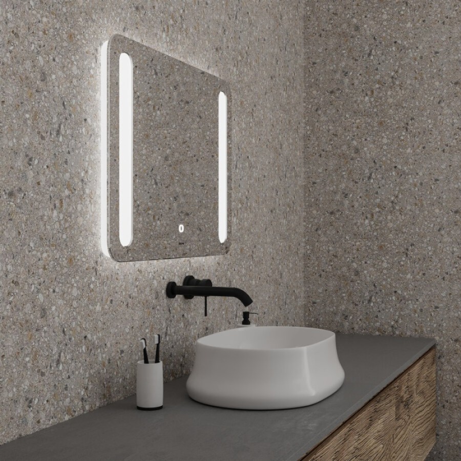 Зеркало Grossman Lara 100 x 80 см с подсветкой, сенсорный выключатель, гравировка, 1310080