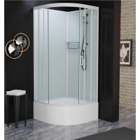 Душевая кабина Frank F409/2 White без крыши, 90 х 90 см, высокий поддон, стекла прозрачные, профиль белый, 132009